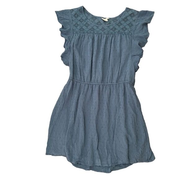 Aeropostale Solid Swiss Dot Fit & Flare Dress Blue size Large - Picture 5 of 10